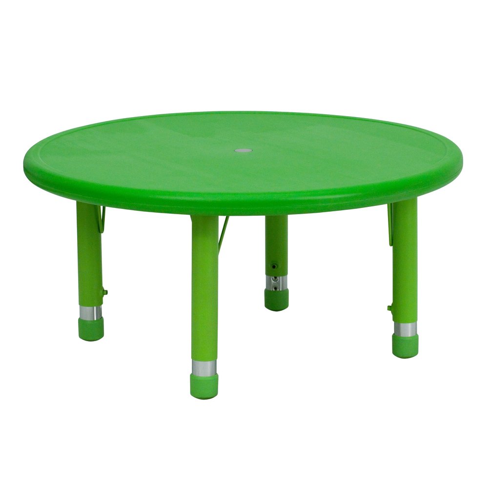 BizChair 33" Round Green Plastic Height Adjustable Activity Table
