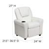 BizChair Contemporary White Vinyl Kids Recliner with Cup Holder and Headrest view 2