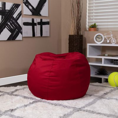 BizChair Small Solid Red Refillable Bean Bag Chair for Kids and Teens