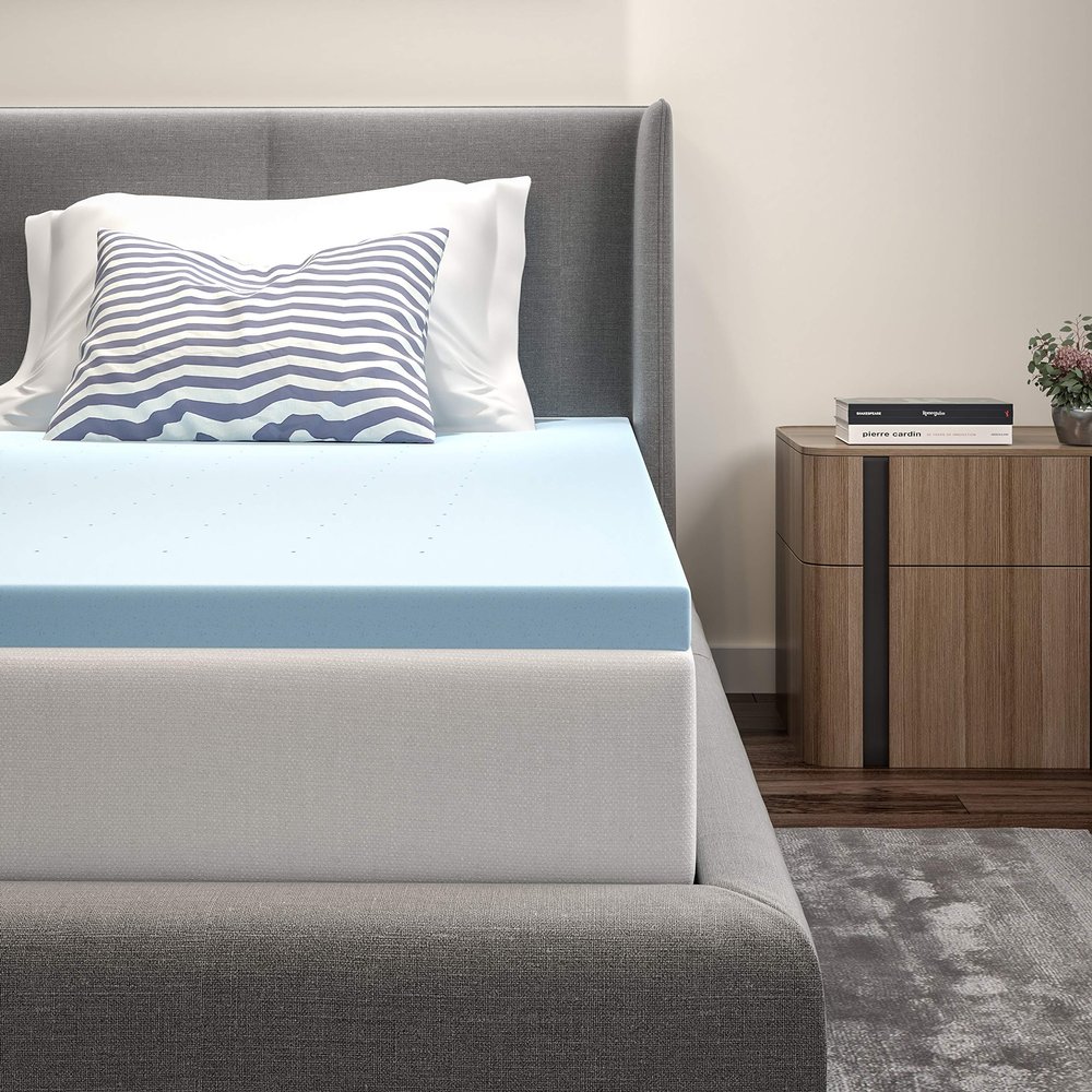 BizChair 2 inch Cooling Gel Mattress Topper, CertiPUR-US Certified Memory Foam, Twin