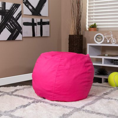 BizChair Small Solid Hot Pink Refillable Bean Bag Chair for Kids and Teens
