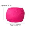 BizChair Small Solid Hot Pink Refillable Bean Bag Chair for Kids and Teens view 2