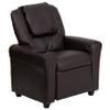 BizChair Contemporary Brown LeatherSoft Kids Recliner with Cup Holder and Headrest view 4