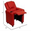 BizChair Contemporary Red Vinyl Kids Recliner with Cup Holder and Headrest view 2