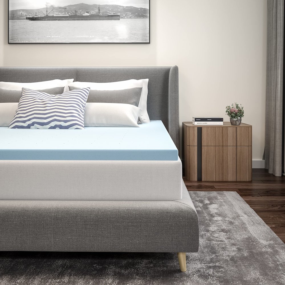 BizChair 2 inch Cooling Gel Mattress Topper, CertiPUR-US Certified Memory Foam, Queen