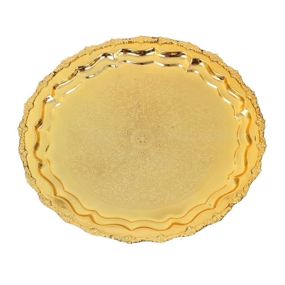 TreegoArt Brass Gold Plated Tray,Tray for Home 12 INHC