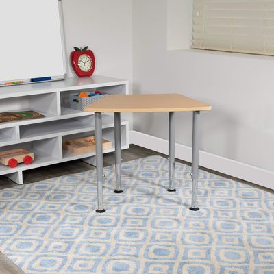 BizChair Hex Natural Collaborative Adjustable Student Desk - Home and Classroom