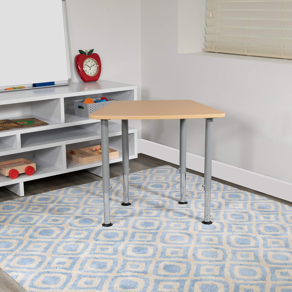 BizChair Hex Natural Collaborative Adjustable Student Desk - Home and Classroom