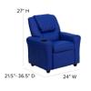 BizChair Contemporary Blue Vinyl Kids Recliner with Cup Holder and Headrest view 2