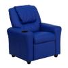 BizChair Contemporary Blue Vinyl Kids Recliner with Cup Holder and Headrest view 3