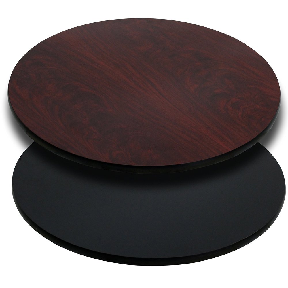 BizChair 42" Round Black/Mahogany Reversible Laminate Table Top