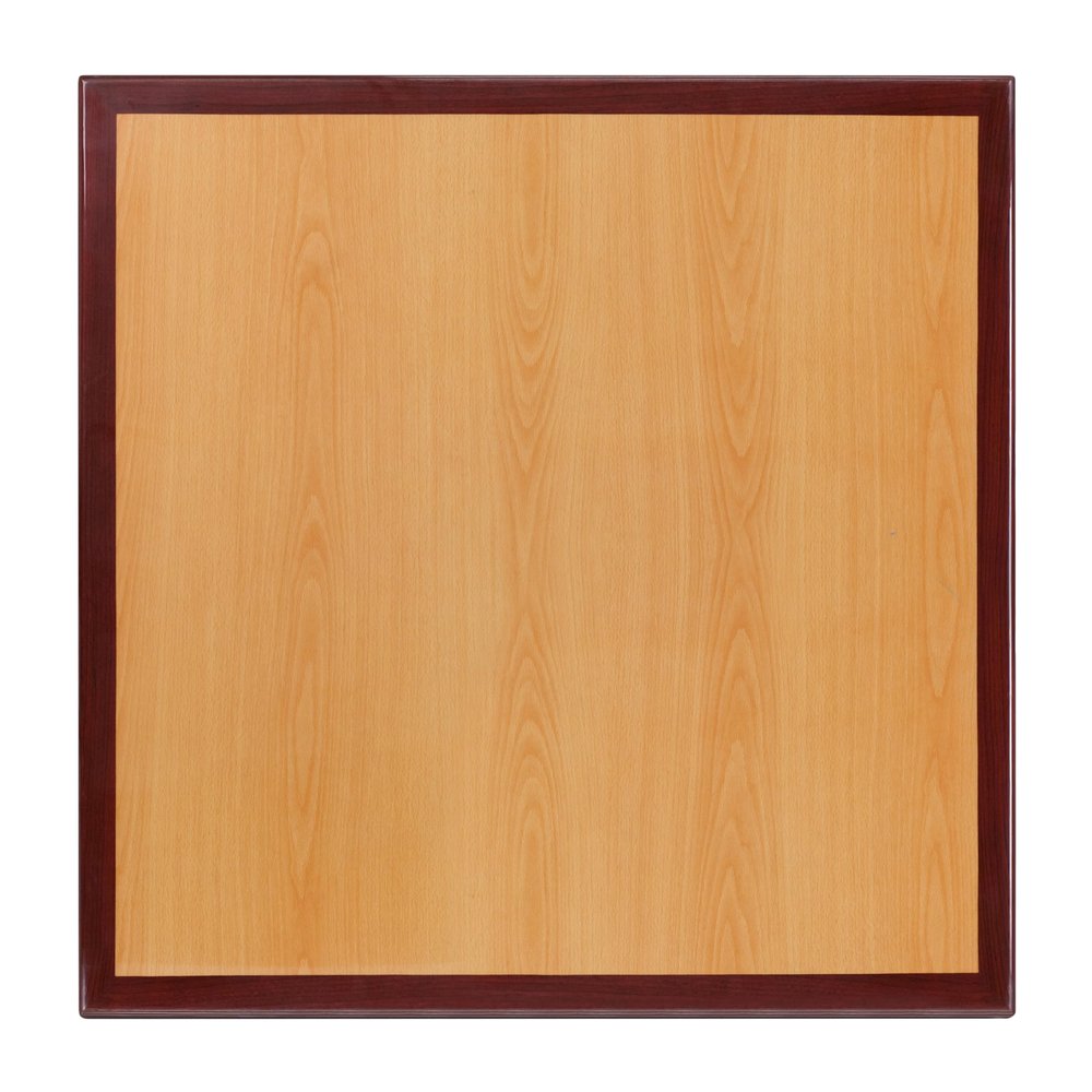 BizChair 30" Square 2-Tone High-Gloss Cherry / Mahogany Resin Table Top