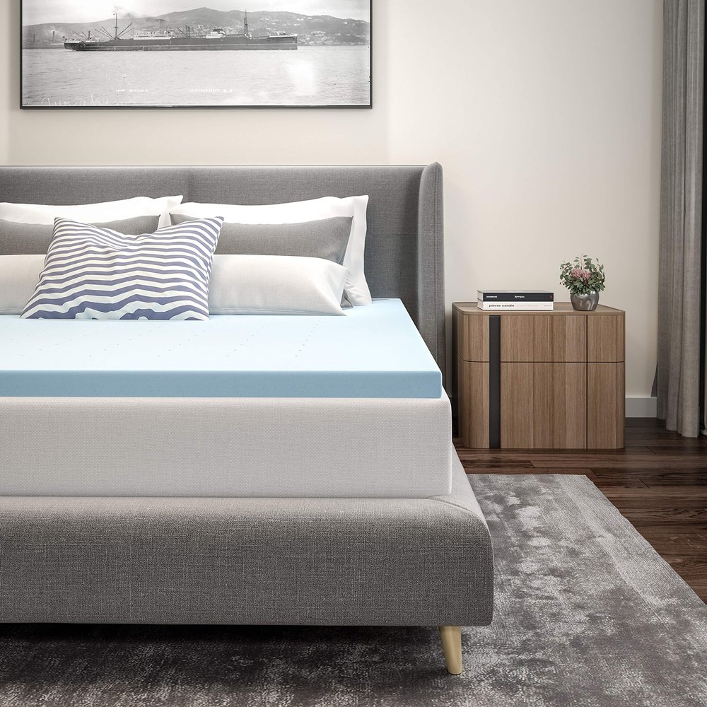 BizChair 2 inch Cooling Gel Mattress Topper, CertiPUR-US Certified Memory Foam, King