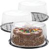 10-11" Plastic Disposable Cake Containers Carriers with Dome Lids and Cake Boards | 3 Round Cake Carriers for Transport | Clear Bundt Cake Boxes/Cover | 2-3 Layer Cake Holder Display Containers view 1