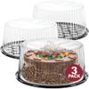 10-11" Plastic Disposable Cake Containers Carriers with Dome Lids and Cake Boards | 3 Round Cake Carriers for Transport | Clear Bundt Cake Boxes/Cover | 2-3 Layer Cake Holder Display Containers view 2