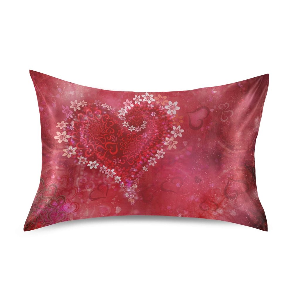 Blueangle Red Heart Pillow Cases Soft Breathable Pillowcase Covers Machine Washable Valentine's Day Decoration Pillows for Sleeping - Queen Size 20''30''