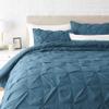 1 Pcs Pinch Pleat Comforter Set with Pillow Sham Light Weight Goose Down-Alternative Ultra-Soft Cotton Shell 500 GSM Comforter All Seasons Pintuck Style Comforter Set King/Cal King, Pinch Dark Teal view 1