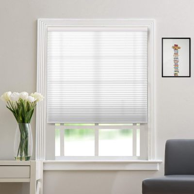 Cellular Shades Cordless Honeycomb Blinds Fabric Window Shades, Free-Stop Light Filtering Window Blind [White-Light Filter, Size 34 1/2" W x 72" H] Custom Cut to Size