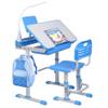 SMAGREHO Kids Desk and Chair Set, Height Adjustable Child's School Study Writing Tables with Tilt Desktop, LED Light, Storage Drawer, Book Stand (Blue) view 1