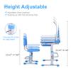 SMAGREHO Kids Desk and Chair Set, Height Adjustable Child's School Study Writing Tables with Tilt Desktop, LED Light, Storage Drawer, Book Stand (Blue) view 2