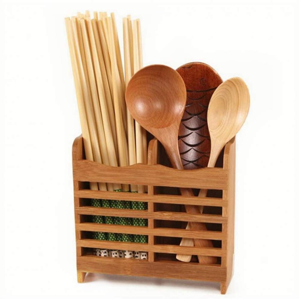 Bamboo Spoon Chopsticks Storage Rack Holder, Wall Hanging Tableware Storage Shelf, Kitchen Organizer Cutlery Trays, Cutlery Drying Stand