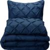 1 Pcs Pinch Pleat Comforter Set with Pillow Sham Light Weight Goose Down-Alternative Ultra-Soft Cotton Shell 500 GSM Comforter All Seasons Pintuck Style Comforter Set King/Cal King, Pinch Navy Blue view 2