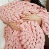 Chunky Knit Throw Blanket Royal Blue, Knitted Blankets 100% Hand Made Stylish & Cosy Beautiful Home Decor Throw, Couch, Bed, Chair, Sofa, Gift-71x80in view 3