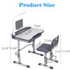 SMAGREHO Kids' Desk and Chair Set, Height Adjustable Child's School Study Writing Tables with Tilt Desktop, LED Light, Storage Drawer, Book Stand(Grey) view 2