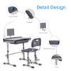 SMAGREHO Kids' Desk and Chair Set, Height Adjustable Child's School Study Writing Tables with Tilt Desktop, LED Light, Storage Drawer, Book Stand(Grey) view 3