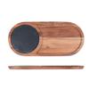 qiuqiu Serving Platters in Wood and Slate, Serving Tray Board, Fine Polished, Natural Elegant Healthy Wooden Plate, for Pizza, Sushi, Steak, Desserts Kitchen Dinner-G view 1