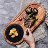 qiuqiu Serving Platters in Wood and Slate, Serving Tray Board, Fine Polished, Natural Elegant Healthy Wooden Plate, for Pizza, Sushi, Steak, Desserts Kitchen Dinner-G view 2
