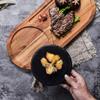 qiuqiu Serving Platters in Wood and Slate, Serving Tray Board, Fine Polished, Natural Elegant Healthy Wooden Plate, for Pizza, Sushi, Steak, Desserts Kitchen Dinner-G view 3