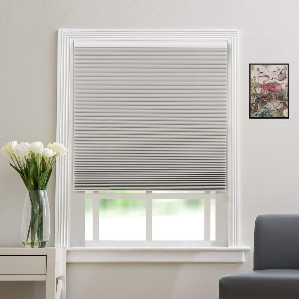 Blackout Window Shades Cordless Cellular Blinds for Window, Insulated Honeycomb Shades for Home Office Bedroom Living Room [Light Grey-Blackout, Size 17" W x 48" H] Custom Cut to Size