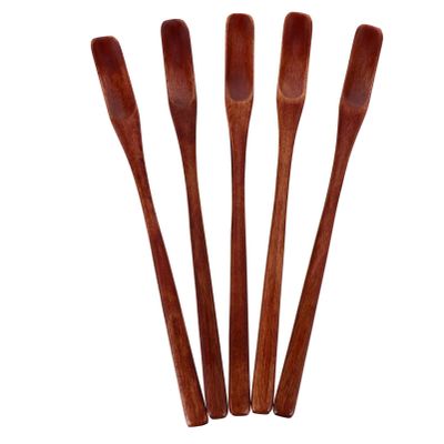 5pcs Wooden Honey Stirring Spoon Non Stick Stirrer for Coffee Tea Syrup