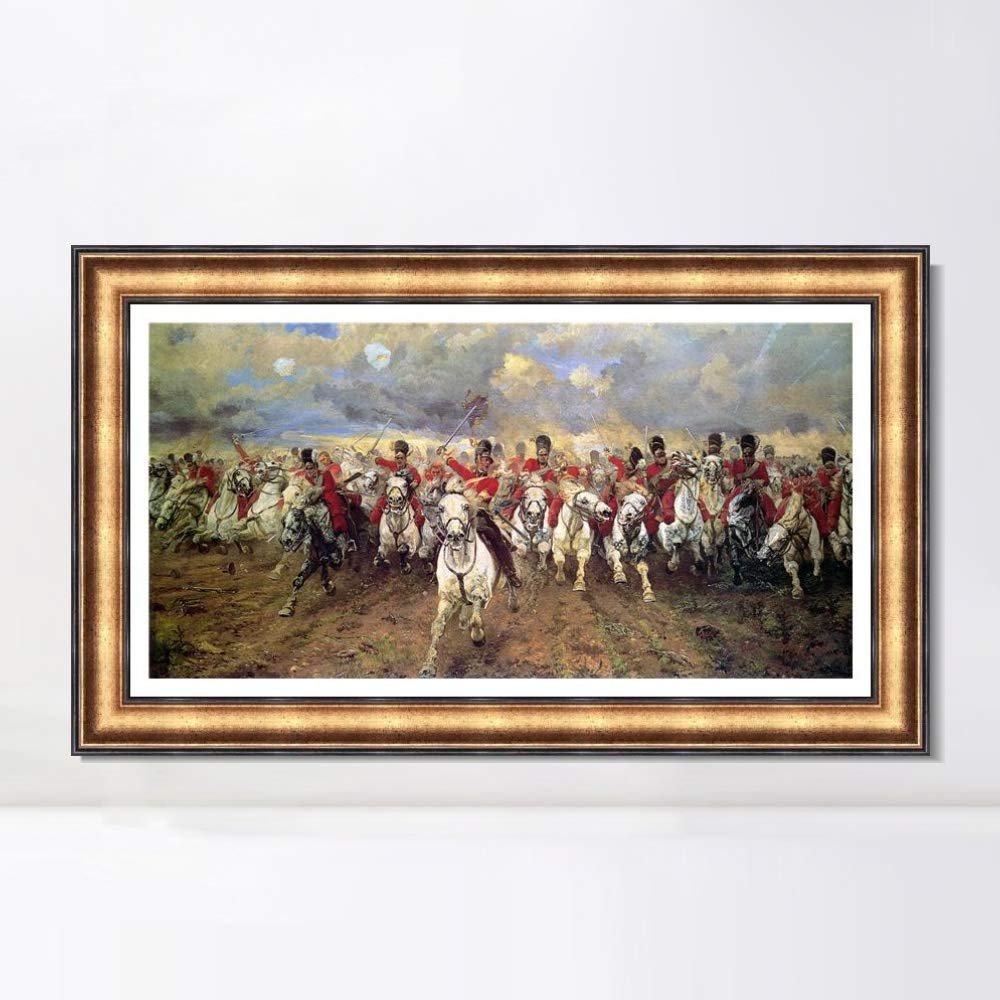 INVIN ART Framed Canvas Giclee Print Scotland Forever by Elizabeth Southerden Thompson Lady Butler Wall Art Living Room Home Office Decorations(European Retro Golden Frame with Linen Liner,24"x40")
