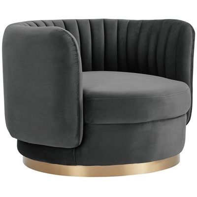 Armen Living Davy Dark Gray Velvet Swivel Accent Chair