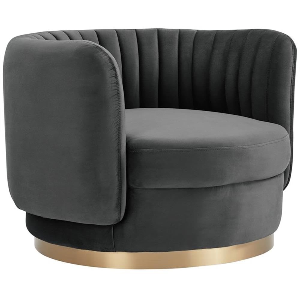 Armen Living Davy Dark Gray Velvet Swivel Accent Chair