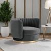 Armen Living Davy Dark Gray Velvet Swivel Accent Chair view 2