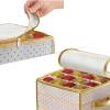 Plastic Christmas Ornament Storage Box with 2 Dual Zipper Closure and Handle, Keeps 64 Holiday Ornaments Baubles, Christmas Tree Decorations Container Organizer with Compartments (Yellow) view 3