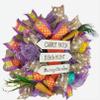 18X18X6 Easter Wreath Directional Sign, 3 hand made floral fabric eggs, carrots. Spring Decoration for Front Door Outside or Inside Decorations, Very Full Large Spring Wreath view 4