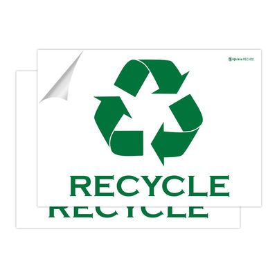 IGNIXIA Pack of 02 Recycle Sign Decals self Adhesive - Recycling Stickers Large 10 x 7 Inches Recycle Sticker for Trash can - Recycle Labels (White)