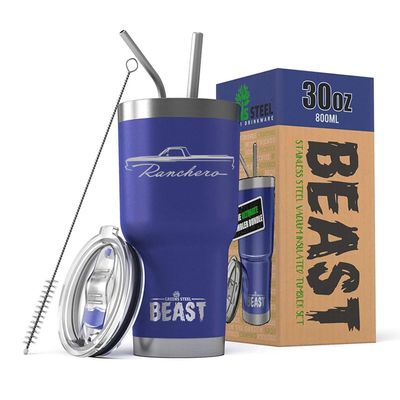 1966 1967 Ford Ranchero Truck Beast 30 oz Stainless Steel Insulated Tumbler w/Lid, 2 Straws, Brush and Gift Box royal