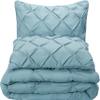 1 Pcs Pinch Pleat Comforter Set with Pillow Sham Light Weight Goose Down-Alternative Ultra-Soft Cotton Shell 500 GSM Comforter All Seasons Pintuck Style Comforter Set Oversized Queen, Pinch Spa Blue view 2