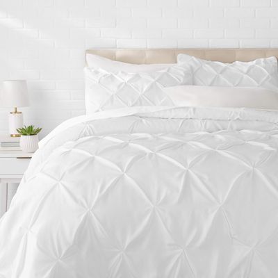 1 Pcs Pinch Pleat Comforter Set with Pillow Sham Light Weight Goose Down-Alternative Ultra-Soft Cotton Shell 500 GSM Comforter All Seasons Pintuck Style Comforter Set Oversized Queen, Pinch White