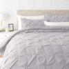 1 Pcs Pinch Pleat Comforter Set with Pillow Sham Light Weight Goose Down-Alternative Ultra-soft Cotton shell 500 GSM Comforter All Seasons Pintuck Style Comforter set Oversized Queen, Pinch Light Grey view 1
