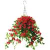Homsunny Artificial Hanging Flowers Plants Basket for Outdoor Decoration,4 PCS Faux Silk Bougainvillea Vine Flowers Look Real UV Resistant for Outside Porch Patio Yard Garden Decor(Red) view 1