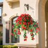 Homsunny Artificial Hanging Flowers Plants Basket for Outdoor Decoration,4 PCS Faux Silk Bougainvillea Vine Flowers Look Real UV Resistant for Outside Porch Patio Yard Garden Decor(Red) view 2