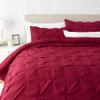 1 Pcs Pinch Pleat Comforter Set with Pillow Sham Light Weight Goose Down-Alternative Ultra-Soft Cotton Shell 500 GSM Comforter All Seasons Pintuck Style Comforter Set King/Cal King, Pinch Burgundy view 1