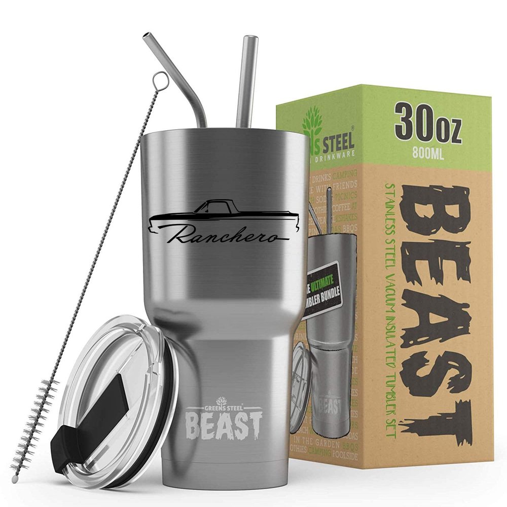 1966 1967 Ford Ranchero Truck Beast 30 oz Stainless Steel Insulated Tumbler w/Lid, 2 Straws, Brush and Gift Box stainless