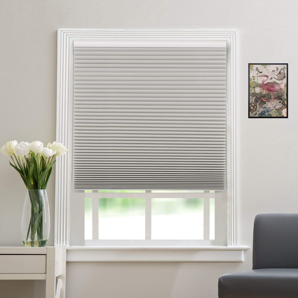 Blackout Window Shades Cordless Cellular Blinds for Window, Insulated Honeycomb Shades for Home Office Bedroom Living Room [Light Grey-Blackout, Size 52 1/2" W x 40" H] Custom Cut to Size